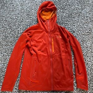 North Face Orange Zip Up Hoodie Medium